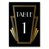 アールデコのテーブル数20s金ゴールドの黒の結婚式 テーブルナンバー (裏面)
