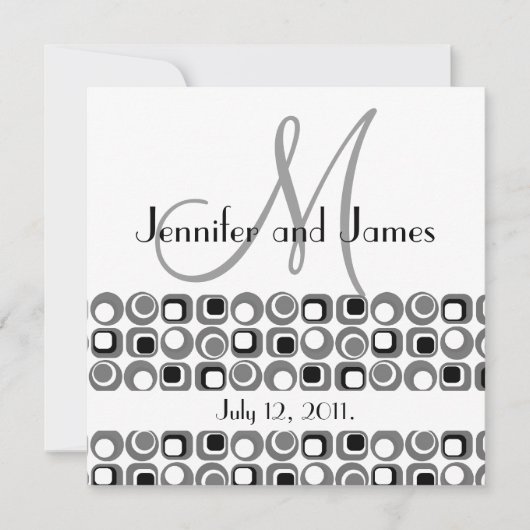 アールデコのデザインのモノグラムの結婚式招待状 招待状 (正面)