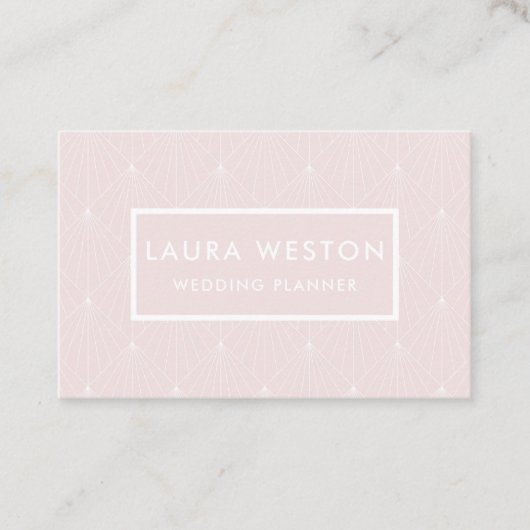 アールデコのパステル調ピンクのモダンでエレガントな名刺 名刺 (正面)