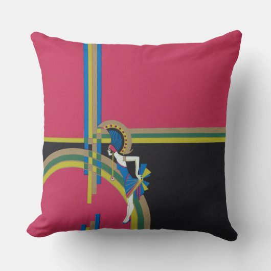 アールデコのフラッパーのクッション クッション (正面)