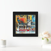 アールデコのボストン白鳥のボート スクエア壁時計 (ホーム)