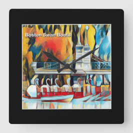 アールデコのボストン白鳥のボート スクエア壁時計