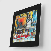 アールデコのボストン白鳥のボート スクエア壁時計 (傾斜)