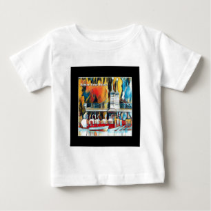 アールデコのボストン白鳥のボート ベビーTシャツ