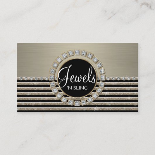 アールデコのモダンな横のストライプなグリッタービジネス 名刺 (正面)