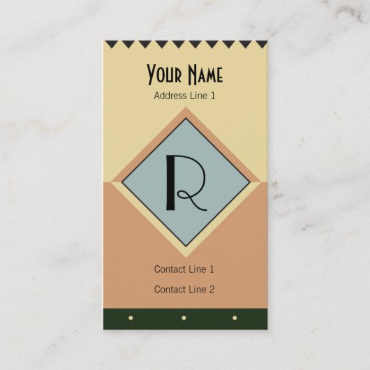 アールデコのモノグラムの名刺 名刺 (正面)