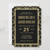 アールデコのリハーサルの夕食の招待状の黒及び金ゴールド 招待状 (正面)