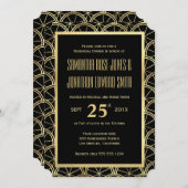 アールデコのリハーサルの夕食の招待状の黒及び金ゴールド 招待状 (正面/裏面)