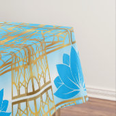 アールデコのレトロのはす(青い) テーブルクロス (インサイチュ)