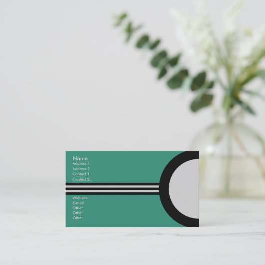 アールデコのレトロビジネスまたはネットワーキングのプロフィールカード 名刺 (スタンド正面)