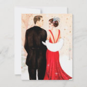 アールデコのレトロヴィンテージカップルクリスマス ノートカード (正面)