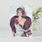 アールデコのレトロヴィンテージクリスマスパーティーレディ 招待状 (スタンド正面)