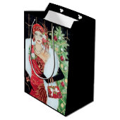 アールデコのレトロヴィンテージクリスマスレディ ミディアムペーパーバッグ (裏面アングル)