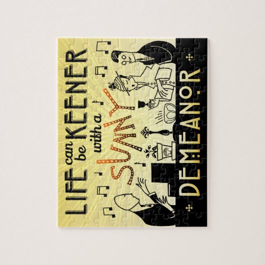 アールデコのレトロ20sの感動的で明るい振舞い ジグソーパズル (縦)