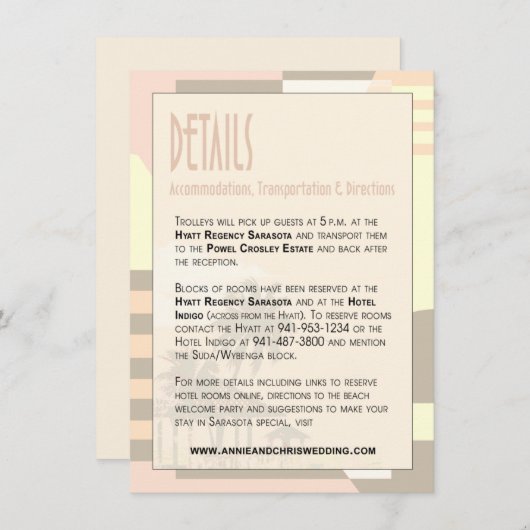 アールデコのヴィンテージのビーチの詳細情報|の赤面 エンクロージャーカード (正面/裏面)