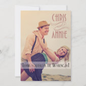 アールデコのヴィンテージのビーチは写真感謝していしています サンキューカード (正面)