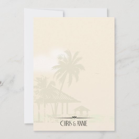 アールデコのヴィンテージのビーチは写真感謝していしています サンキューカード (裏面)