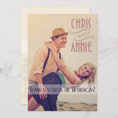 アールデコのヴィンテージのビーチは写真感謝していしています サンキューカード (正面/裏面)