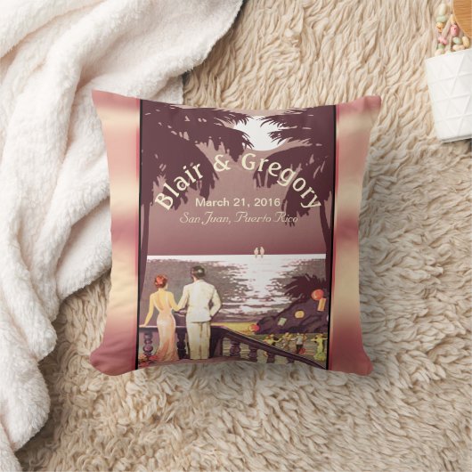 アールデコのヴィンテージのビーチ|の赤面のピンク クッション (ブランケット)