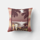 アールデコのヴィンテージのビーチ|の赤面のピンク クッション (裏面)