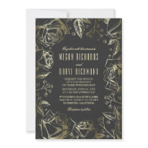 アールデコのヴィンテージの花の黒および金ゴールドの結婚