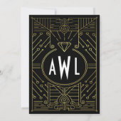 アールデコのヴィンテージの金ゴールドのブライダルシャワー招待状 招待状 (裏面)