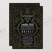 アールデコのヴィンテージの金ゴールドのブライダルシャワー招待状 招待状 (正面/裏面)