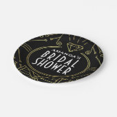 アールデコのヴィンテージの黒の金ゴールドのブライダルシャワーのプレート ペーパープレート (アングル)