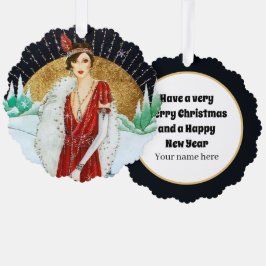 アールデコのヴィンテージ追加文字 オーナメントカード