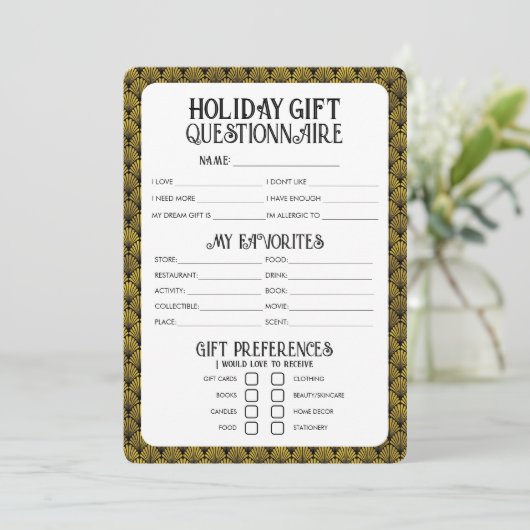 アールデコの休日のギフト質問表 シーズンカード (スタンド正面)