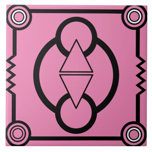 アールデコの円と三角形とカラータイル タイル (正面)