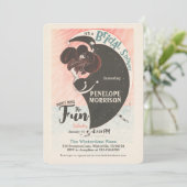 アールデコの冬の女性がスケートをしながら行うブライダルシャワー 招待状 (スタンド正面)