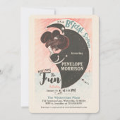 アールデコの冬の女性がスケートをしながら行うブライダルシャワー 招待状 (正面)