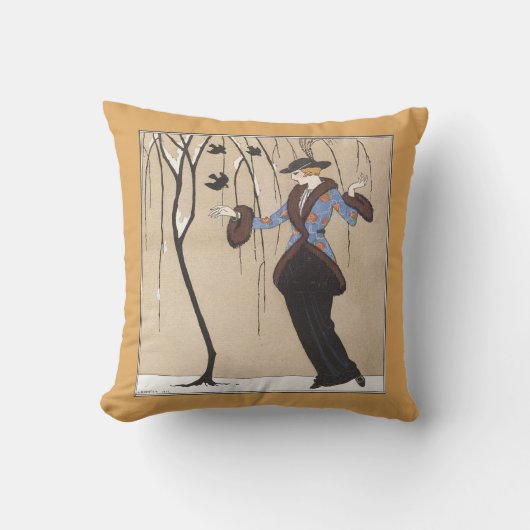 アールデコの冬場面 クッション (正面)