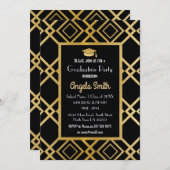 アールデコの卒業パーティーの招待の金ゴールドの黒の20年代 招待状 (正面/裏面)