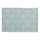 アールデコの卵青とベージュの貝模様 枕カバー (裏面)