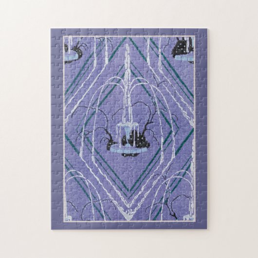 アールデコの噴水（青） ジグソーパズル (縦)