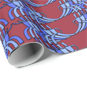 アールデコの団結心(クランベリーおよび青) ラッピングペーパー (ロールコーナー)