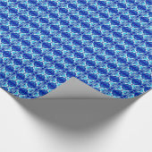 アールデコの壁紙パターン-コバルトブルーおよび白 ラッピングペーパー (角)