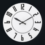 アールデコの大きな丸い壁時計 ラージ壁時計<br><div class="desc">白い背景に黒い数字を付けたアールデコスタイルの丸い（大きな）壁時計。</div>