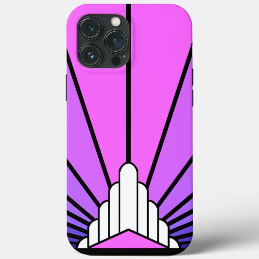 アールデコの太陽を紫とピンク Case-Mate iPhoneケース (裏面)