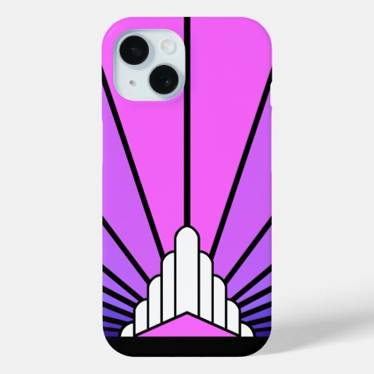 アールデコの太陽を紫とピンク Case-Mate iPhoneケース (裏面)