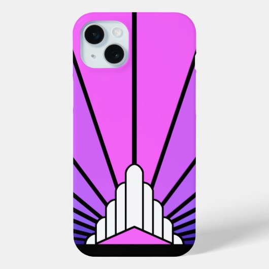 アールデコの太陽を紫とピンク Case-Mate iPhoneケース (裏面)