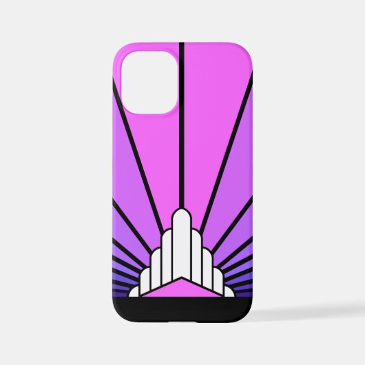 アールデコの太陽を紫とピンク iPhoneケース (裏面)