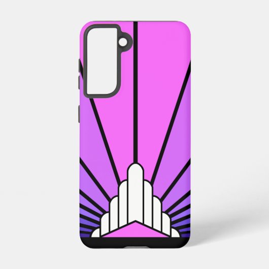 アールデコの太陽を紫とピンク SAMSUNG GALAXYケース (裏面)