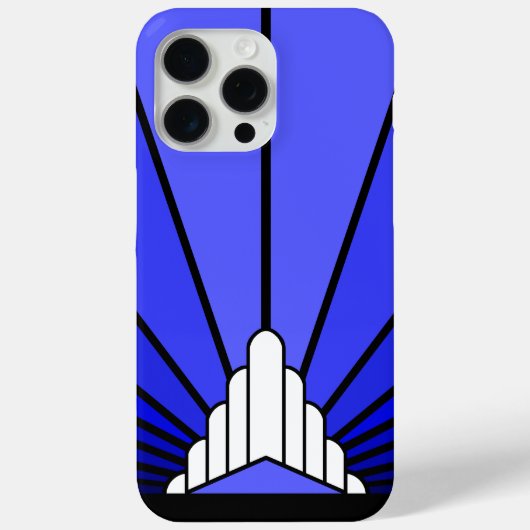 アールデコの太陽を青で彩る Case-Mate iPhoneケース (裏面)