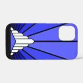 アールデコの太陽を青で彩る Case-Mate iPhoneケース (裏面 (横))