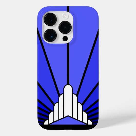 アールデコの太陽を青で彩る Case-Mate iPhoneケース (裏面)