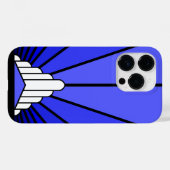 アールデコの太陽を青で彩る Case-Mate iPhoneケース (裏面 (横))