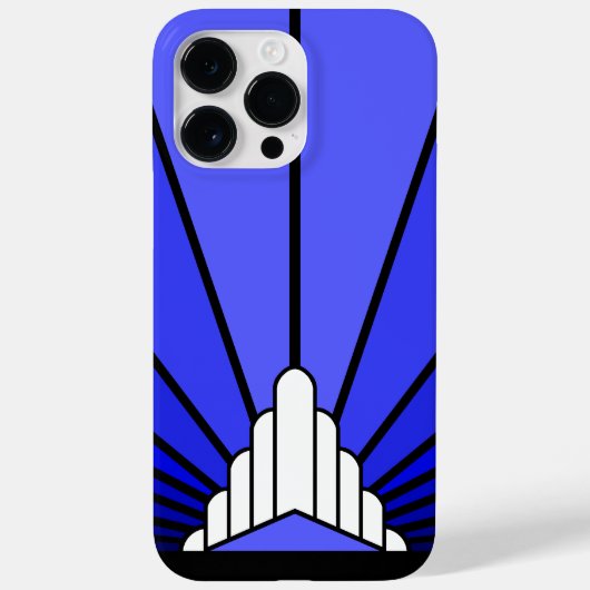 アールデコの太陽を青で彩る Case-Mate iPhoneケース (裏面)